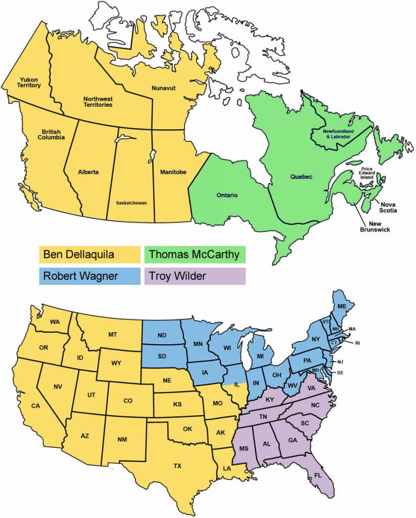 Komatsu North America Regional Sales Manager map 2020