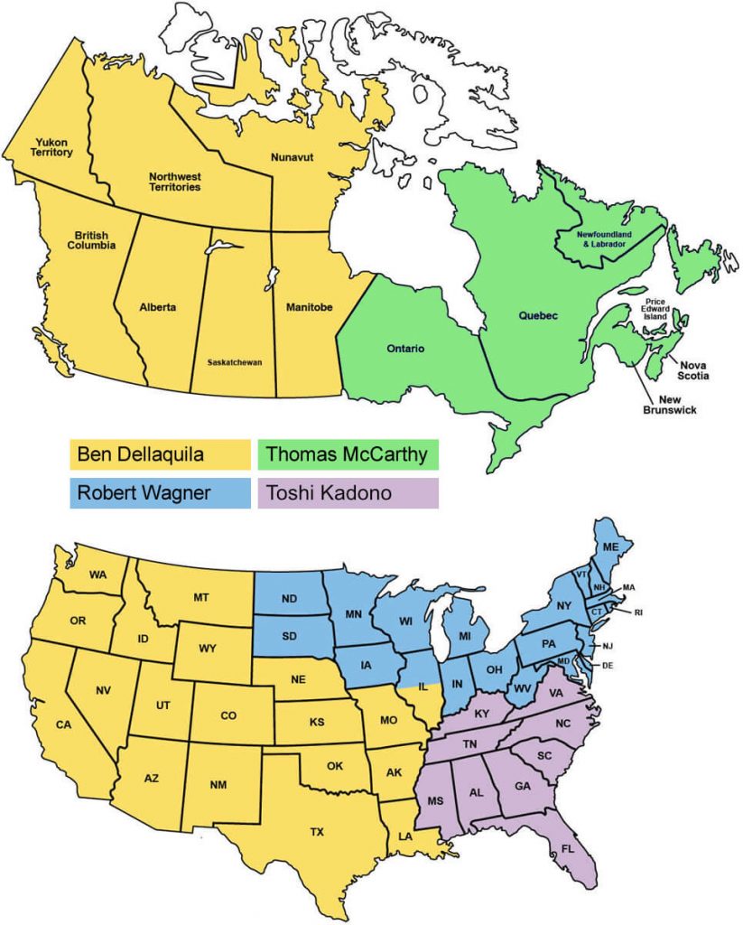Komatsu North America Regional Sales Manager map 2021